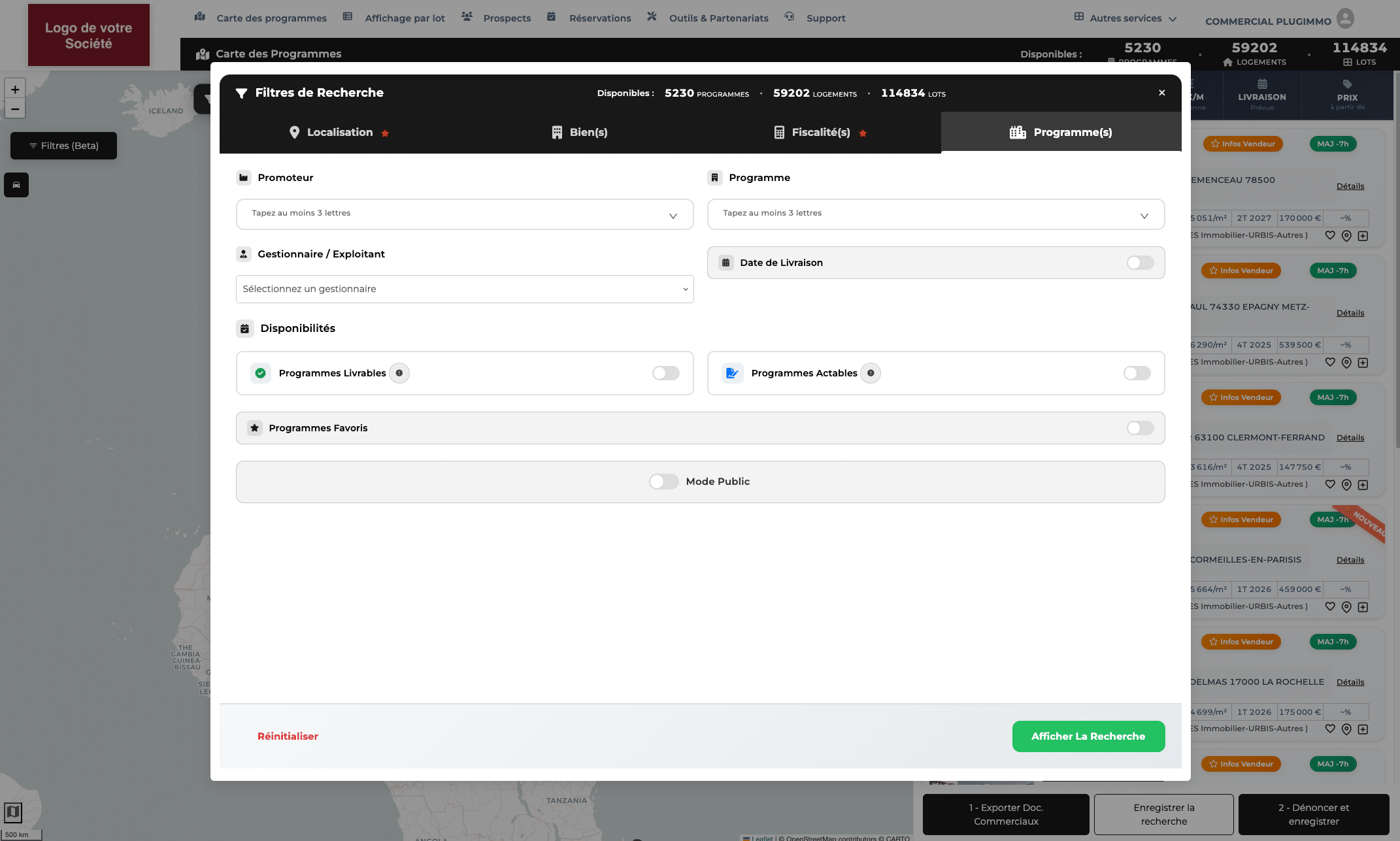 filtres outil plugimmo programmes